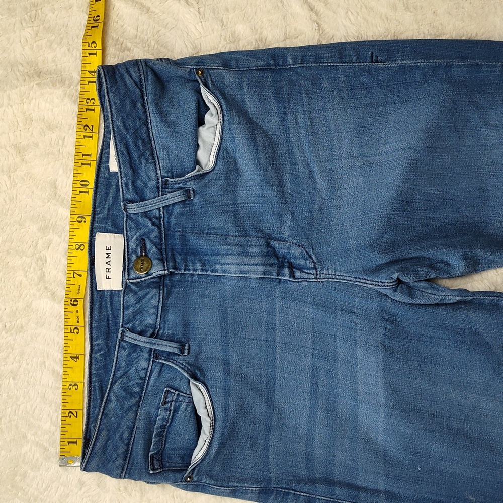 Frame Women's Denim Blue Jean Le Crop Mini Boot Medium Wash Size 28 - Picture 2 of 10